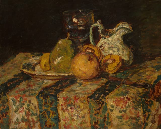 Still Life with Fruit and Wine Jug, Adolphe Monticelli