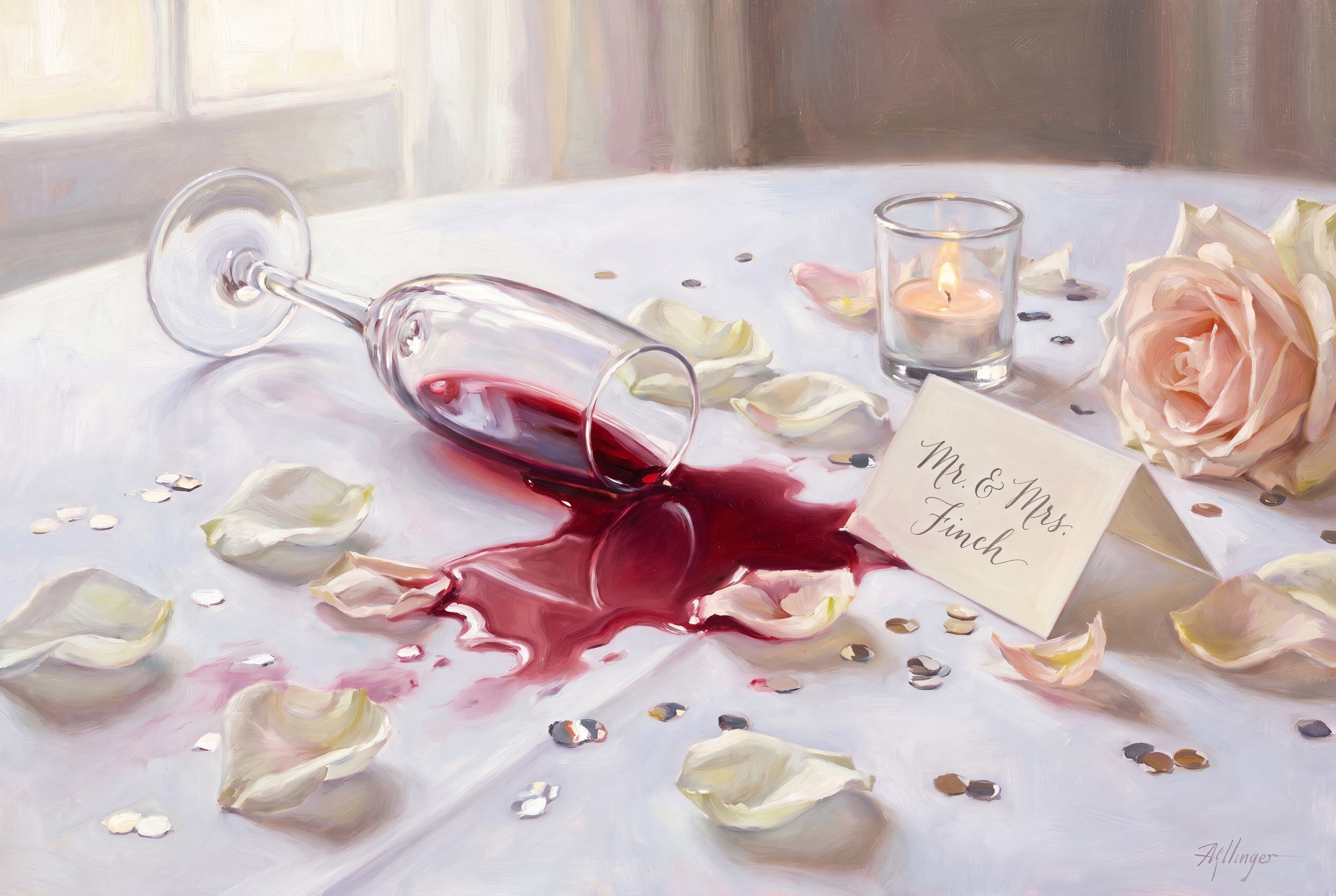 The Spill No. 13 — The Reception — A flute over among the rose petals — the wedding’s one sweet casualty.